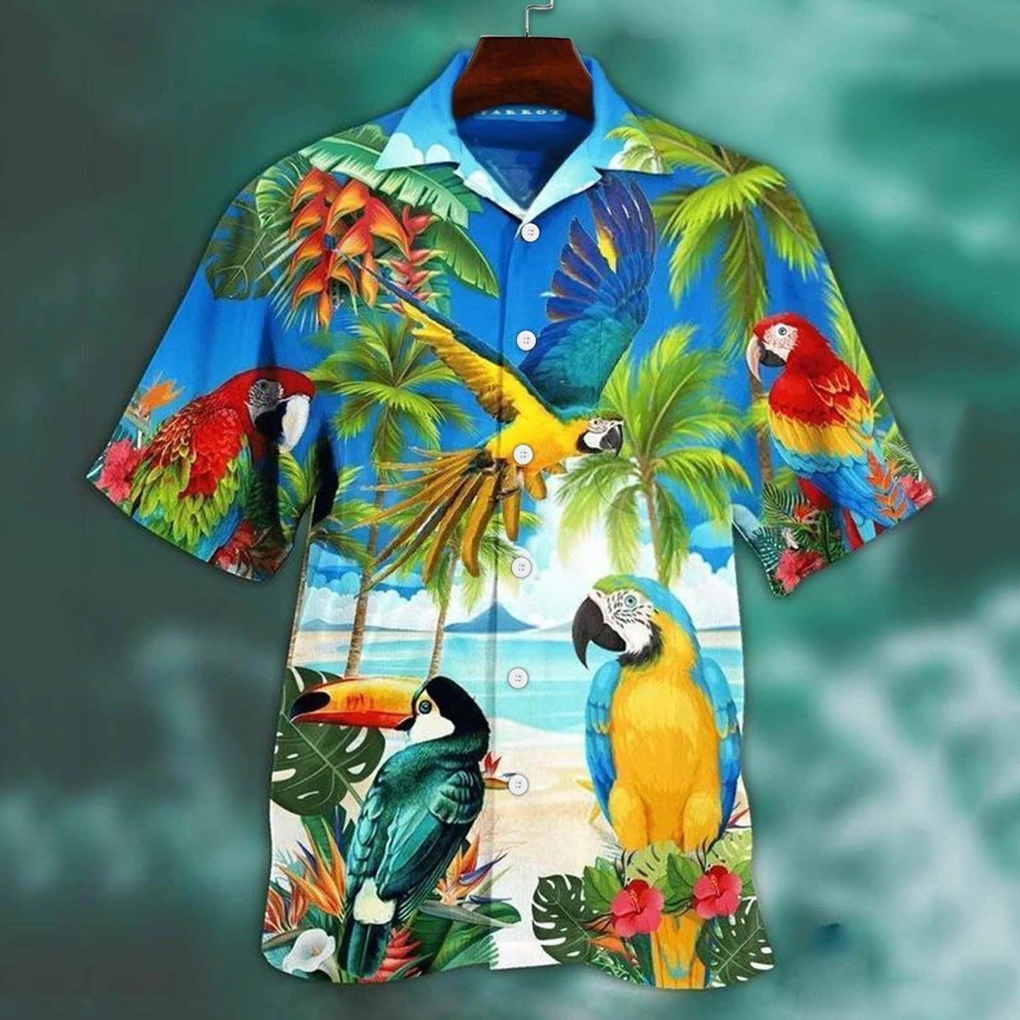 Hawaiianisches Papageien-Strandshirt
