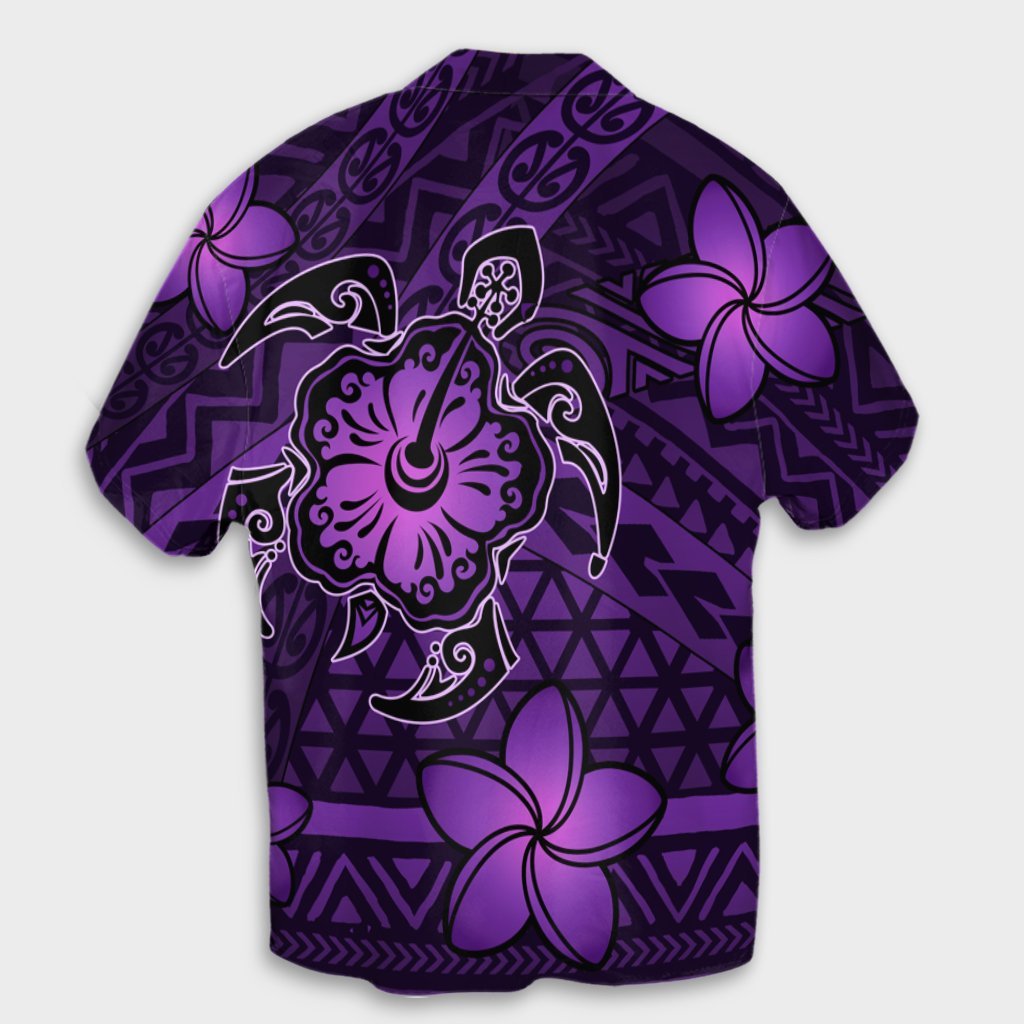 Hawaii Mix Polynesian Turtle Plumeria Hawaiihemd - AH - Nick Style - Lila