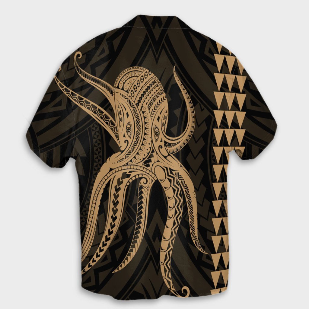 Hawaii Octopus KaKau Polynesisches Hawaiihemd - Gold - AH