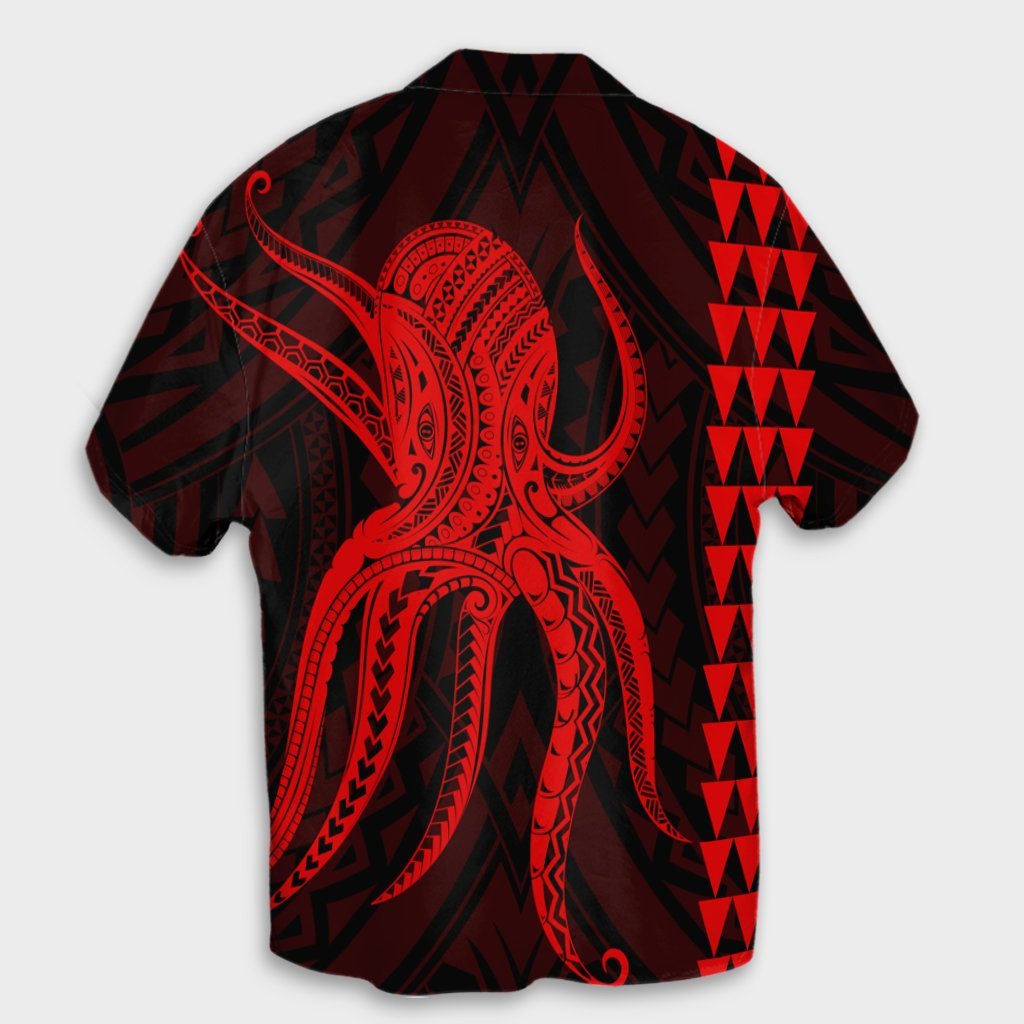 Hawaii Octopus KaKau Polynesisches Hawaiihemd - Rot - AH