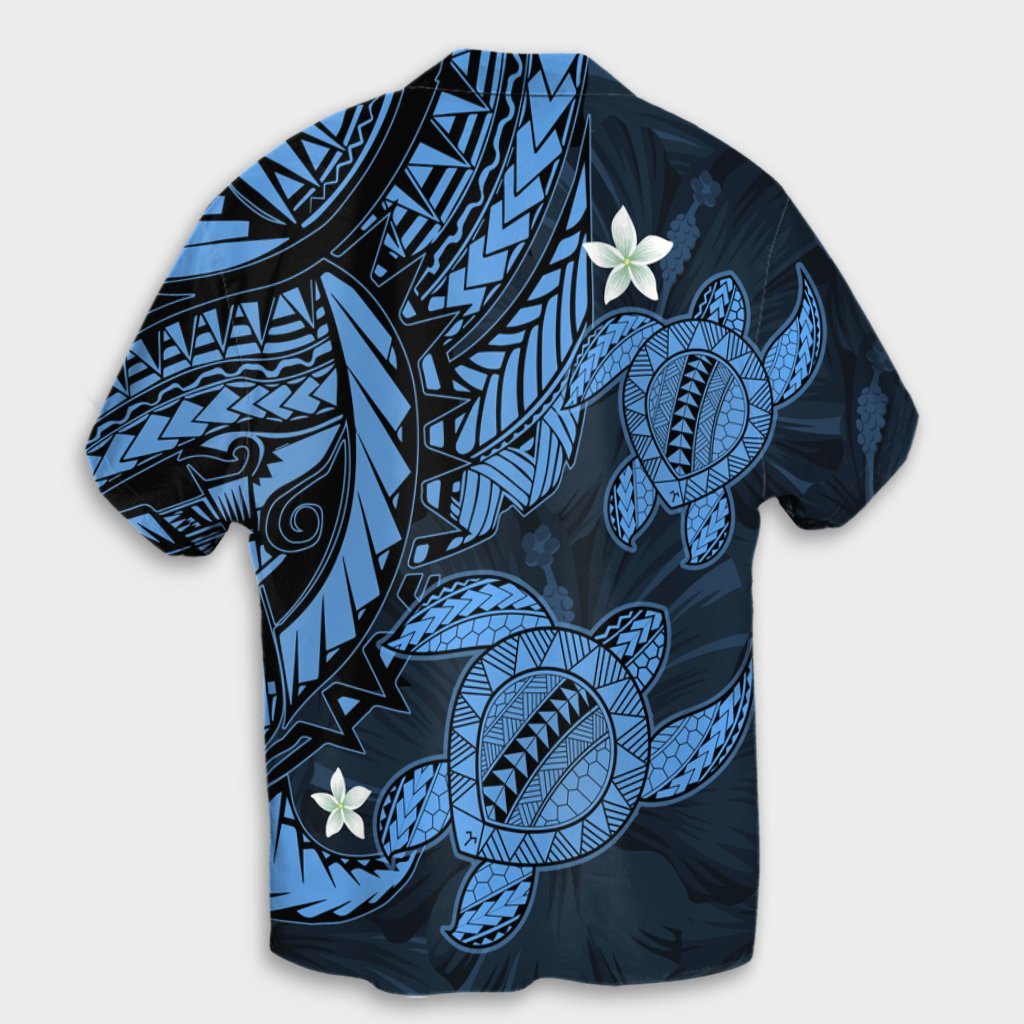 Hawaii Polynesian Turtle Hibiscus Hawaiihemd - Pastellblau - AH