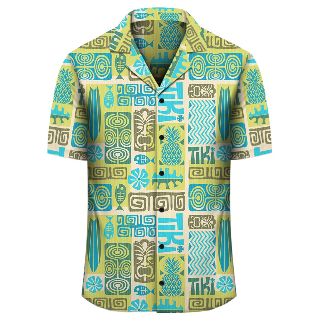 Hawaii Nahtloses exotisches Tiki-Muster Hawaiihemd