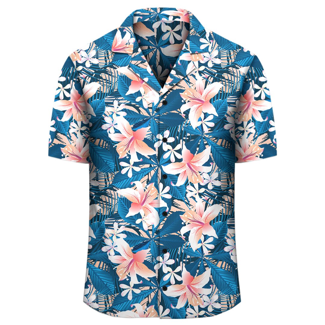 Hawaii Tropischer Hibiskus Blaues Hawaiihemd