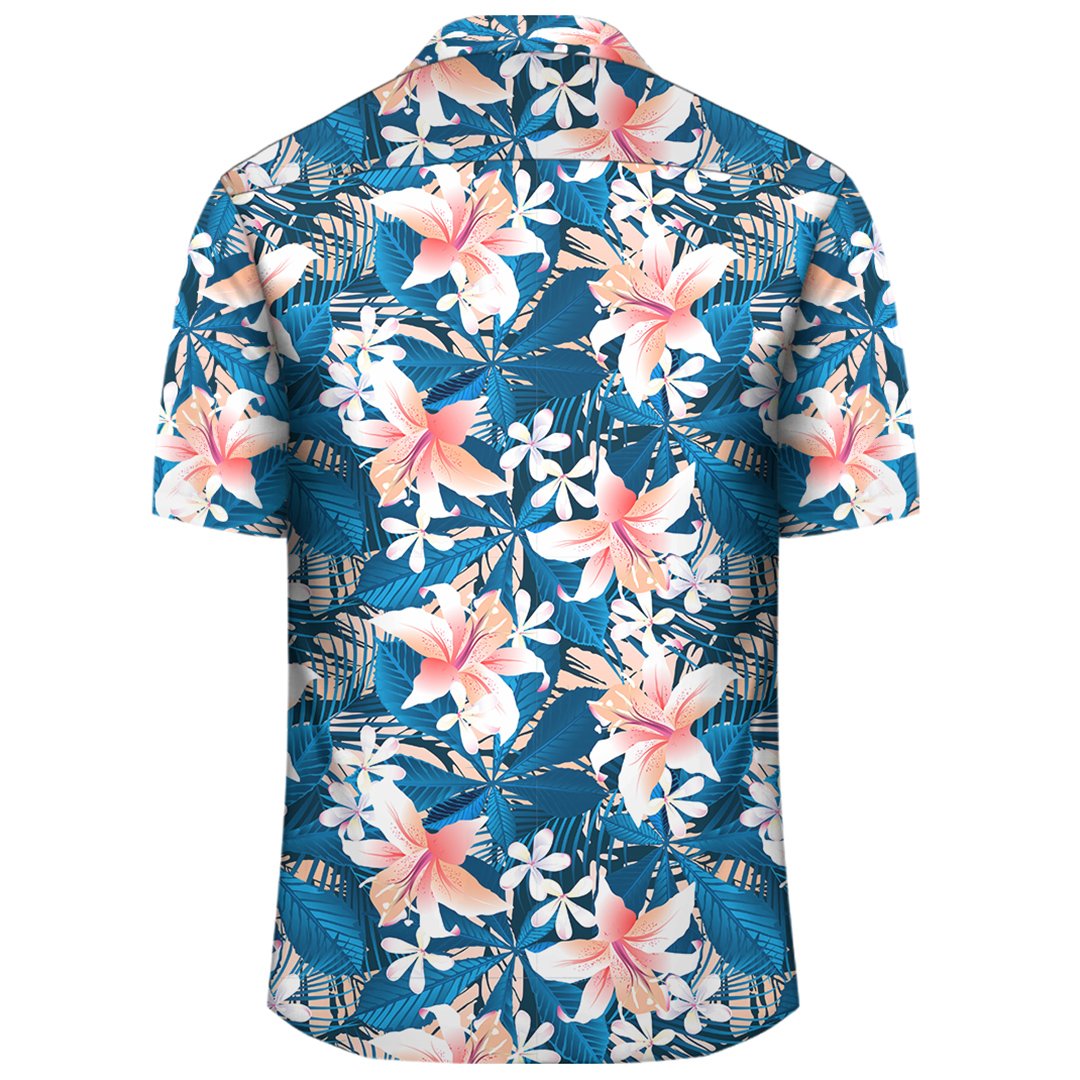 Hawaii Tropischer Hibiskus Blaues Hawaiihemd