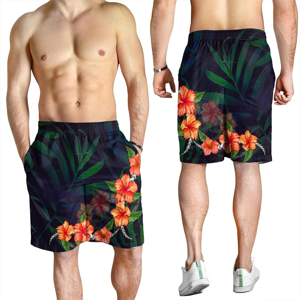 Hawaiian Hibiscus Palm Tree Hintergrund Polynesian Herren Bermudas Shorts - AH