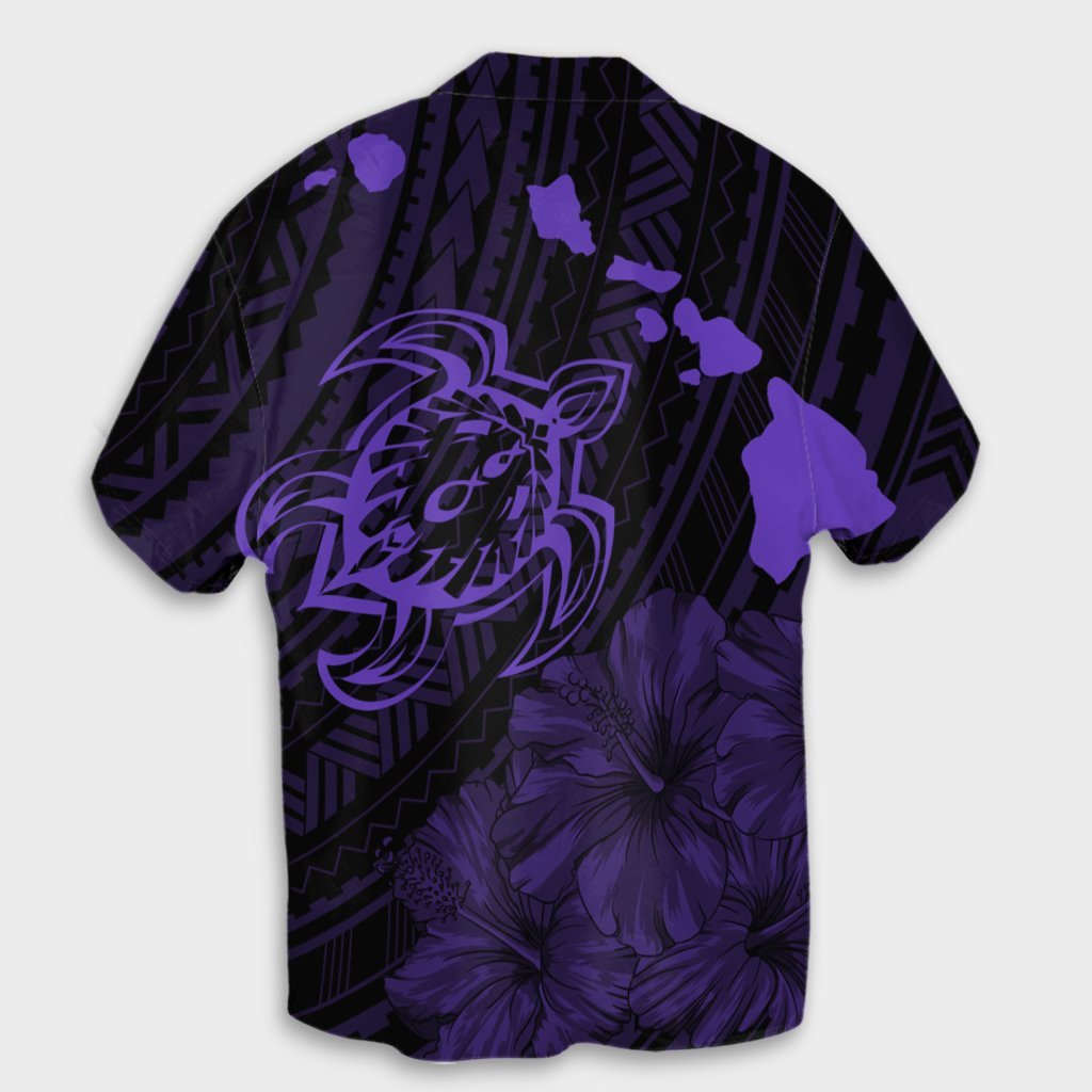Hawaiian Hibiscus Meeresschildkröte Schwimmen Polynesisches Hawaiihemd - Lila - AH