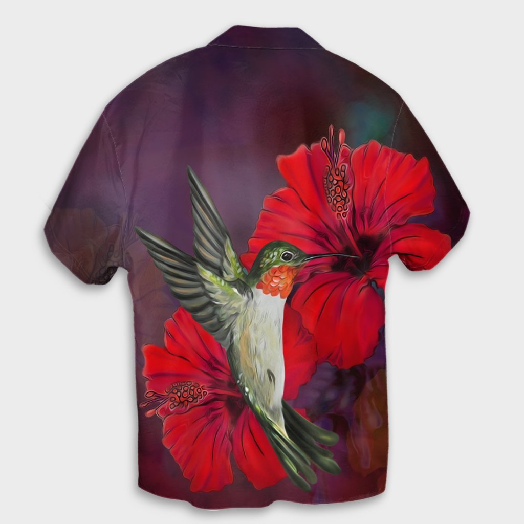 Hawaiianisches Kolibri und Hibiskus Polynesisches Hawaiihemd - AH