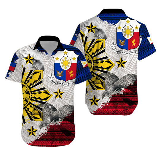 Philippines Filipino Tribal Eagle Hawaiian Shirt - LT2 Unisex WHITE - Polynesian Pride