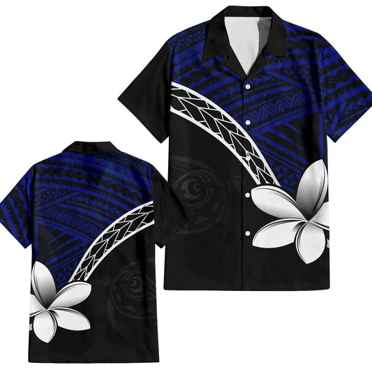 Hawaiianische Schildkröte Plumeria Kakau Hawaiihemd Polynesisches Muster LT9
