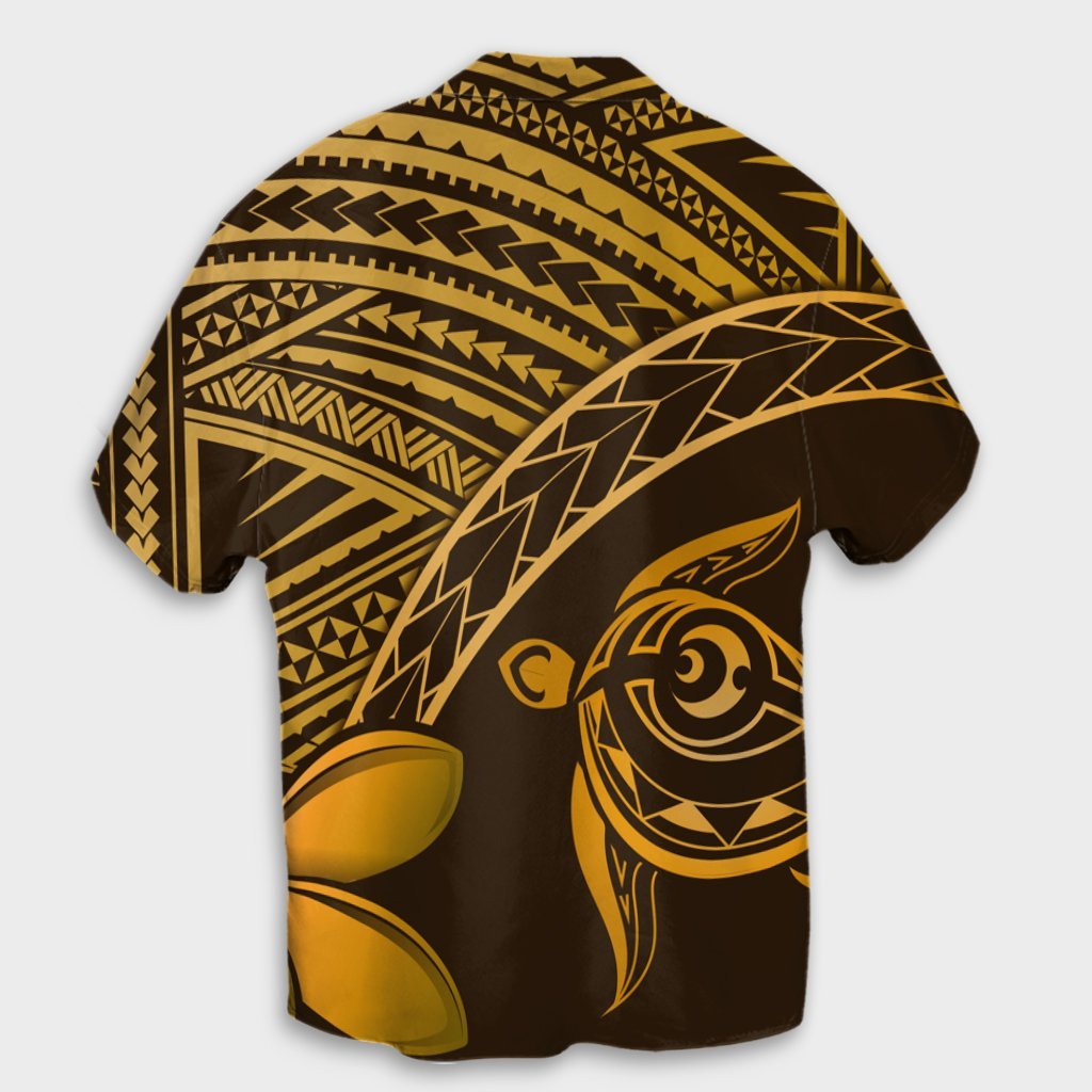 Hawaiianische Schildkröte Plumeria Kakau Polynesian Quilt Hawaiihemd Neo Brown AH