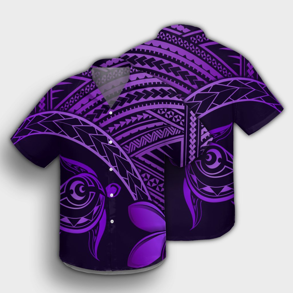 Hawaiianische Schildkröte Plumeria Kakau Polynesian Quilt Hawaiihemd Neo Purple AH