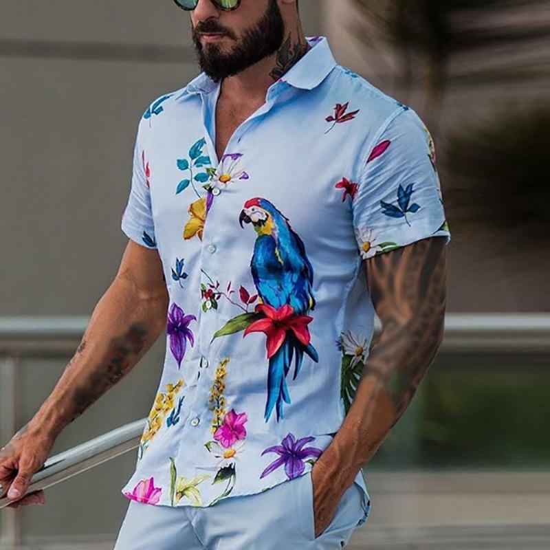 Papageien und Orchideen Hawaiihemd