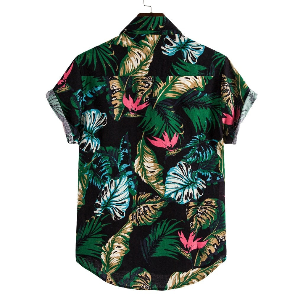 Hawaiianisches Jungle Nocturne-Hemd <br>aus Leinen