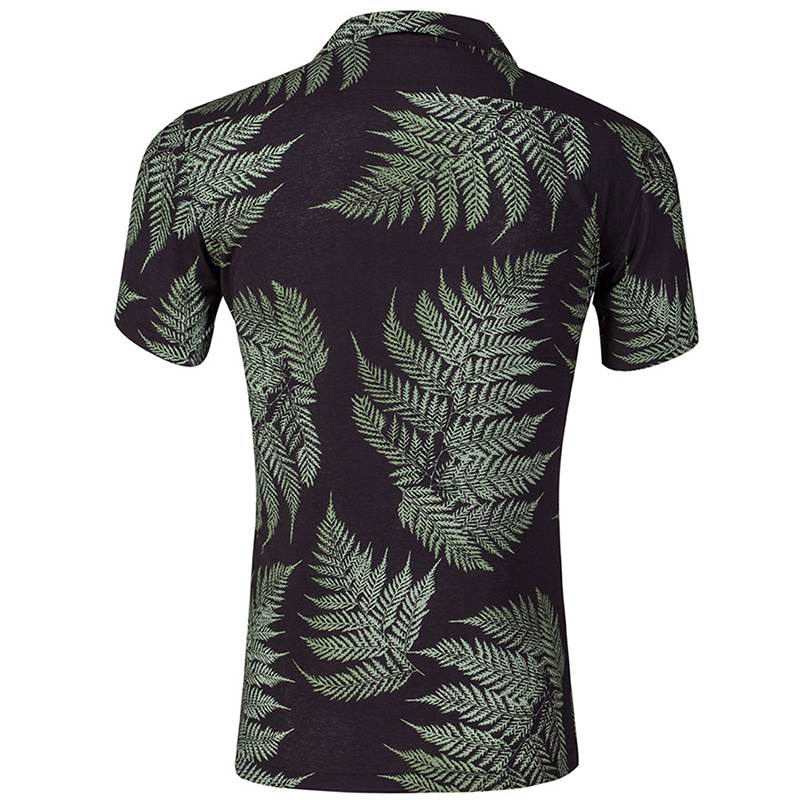 Schwarzes Hawaiihemd mit tropischem Farn