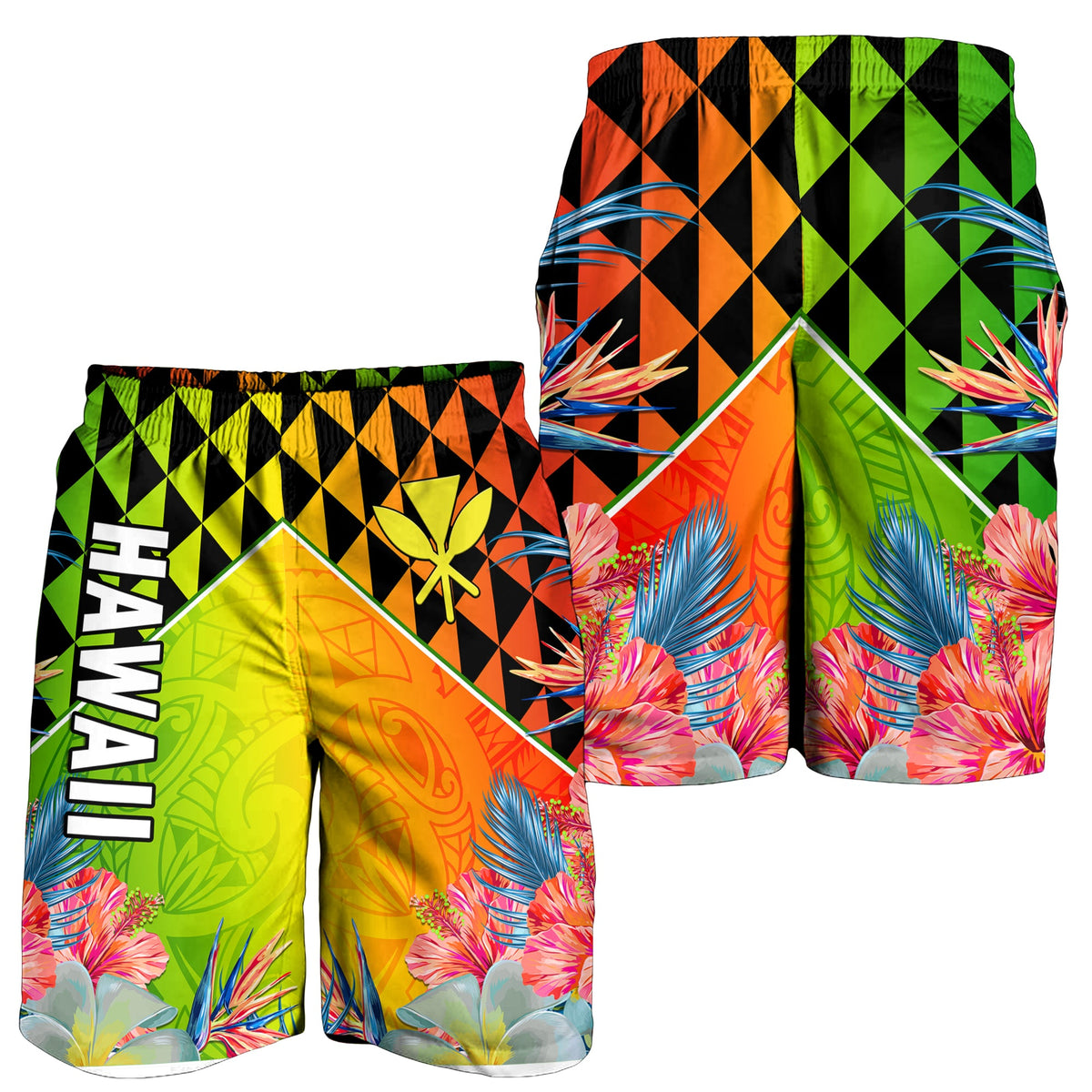 Happy Hawaii Vatertag Herren Bermuda Shorts Hawaiian Tribal Kanaka Maoli Hibiscus LT14