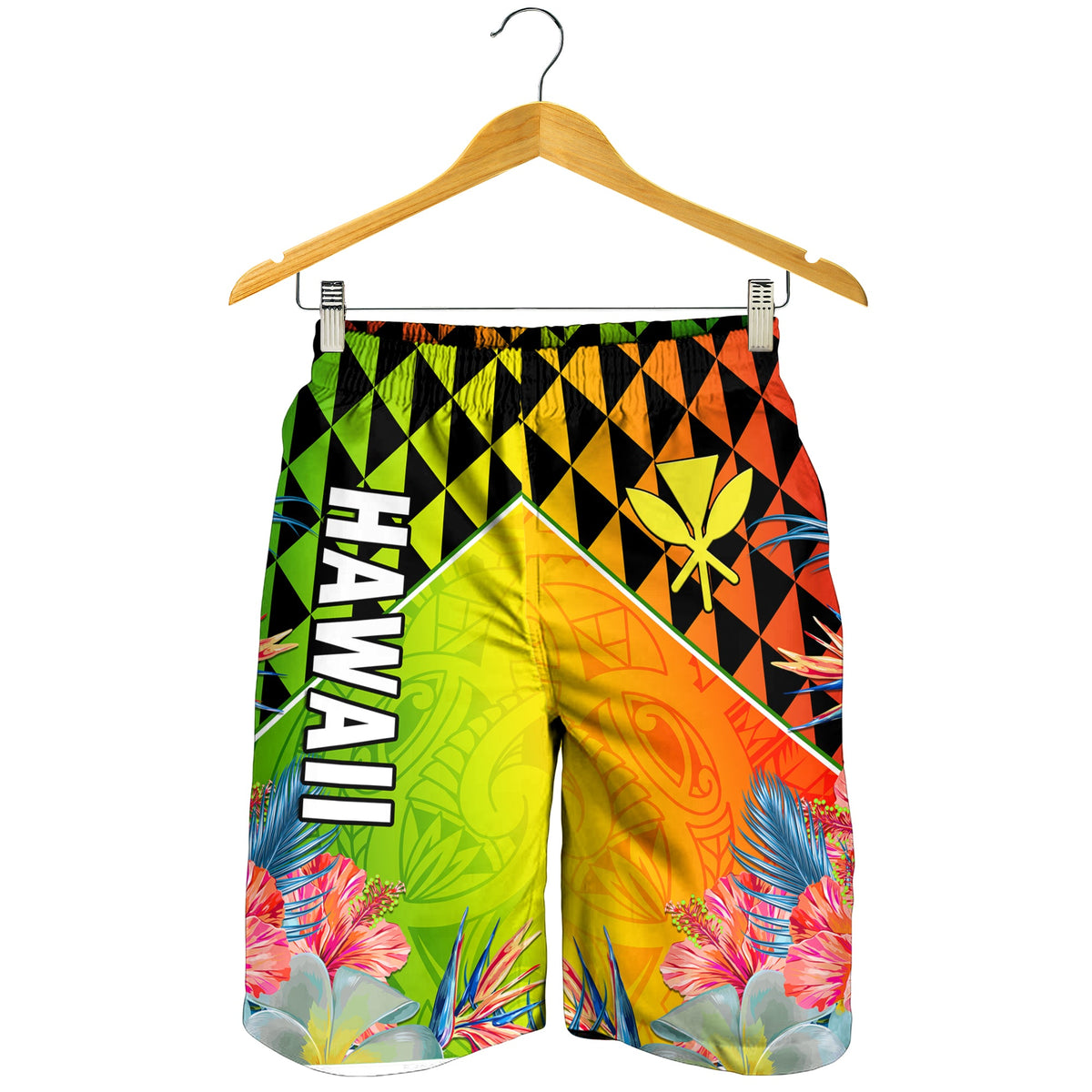 Happy Hawaii Vatertag Herren Bermuda Shorts Hawaiian Tribal Kanaka Maoli Hibiscus LT14