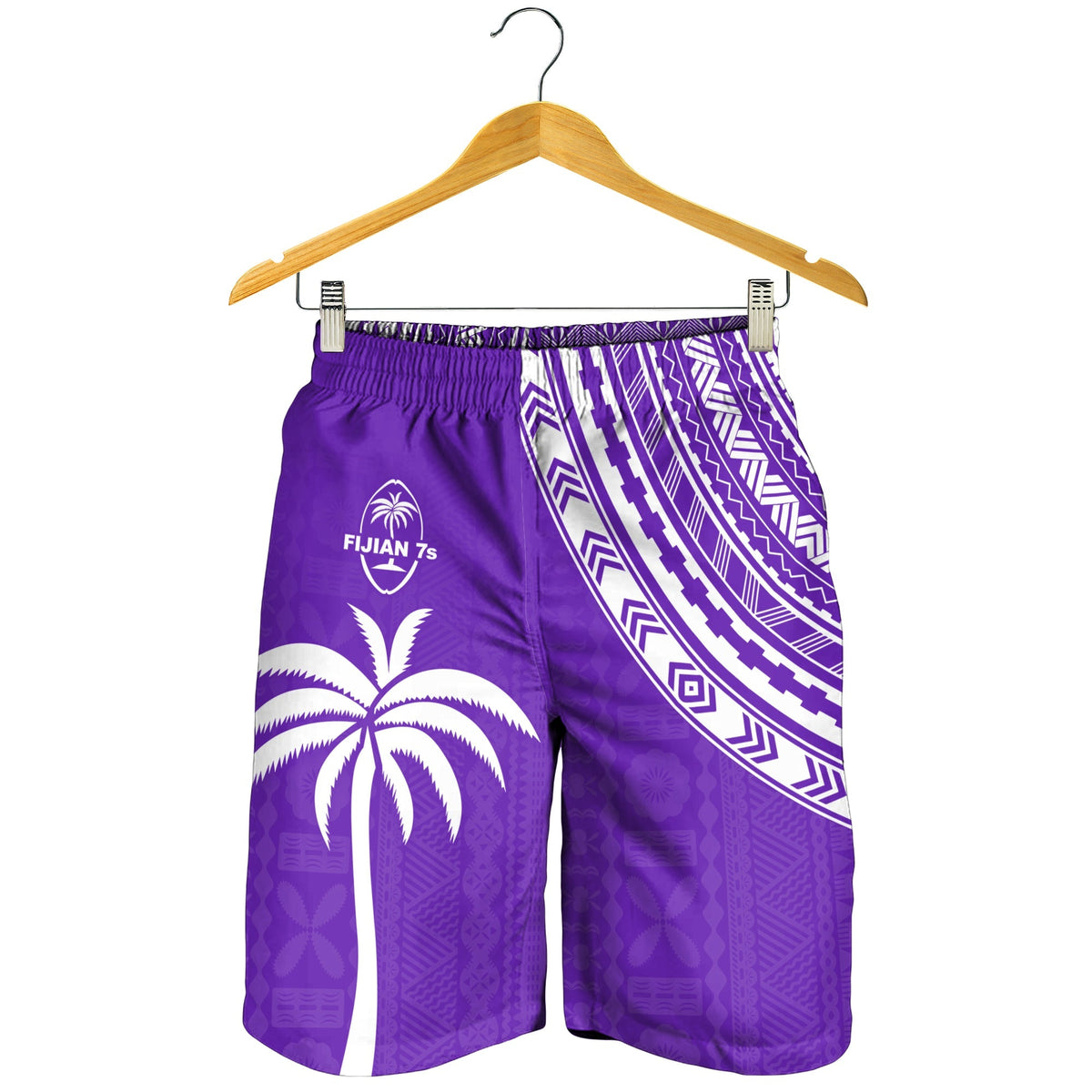 Fiji Rugby Sevens Herren Bermuda Shorts Fijian 7s Tapa Polynesian Lila LT13