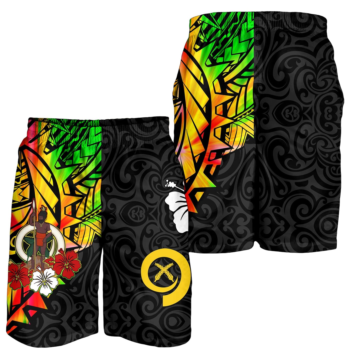 Vanuatu Herren Bermuda Shorts Polynesien Batik Hibiskusblüten LT13