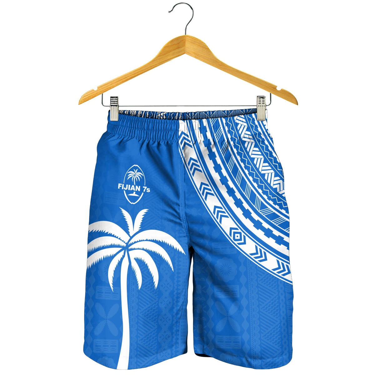 Fiji Rugby Sevens Herren Bermuda Shorts Fijian 7s Tapa Polynesian Blau Ver.01 LT13
