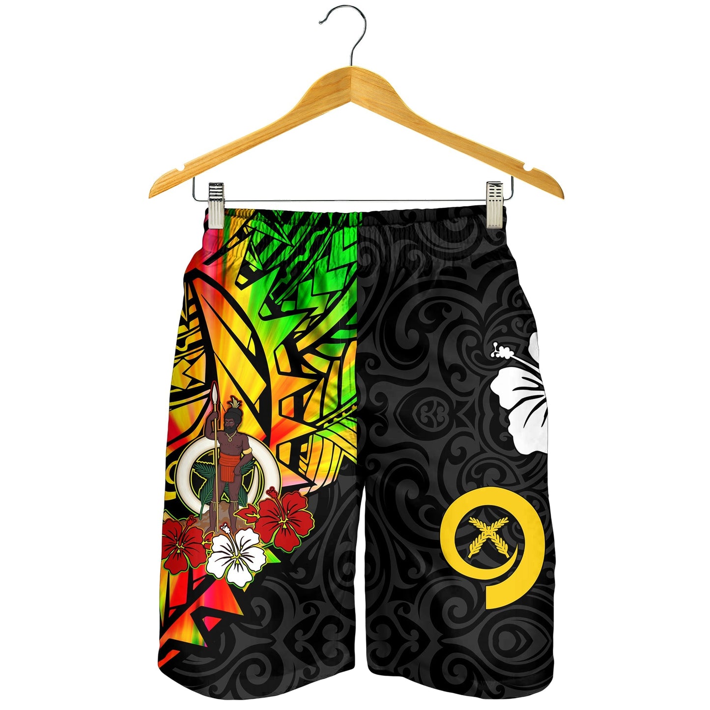 Vanuatu Herren Bermuda Shorts Polynesien Batik Hibiskusblüten LT13