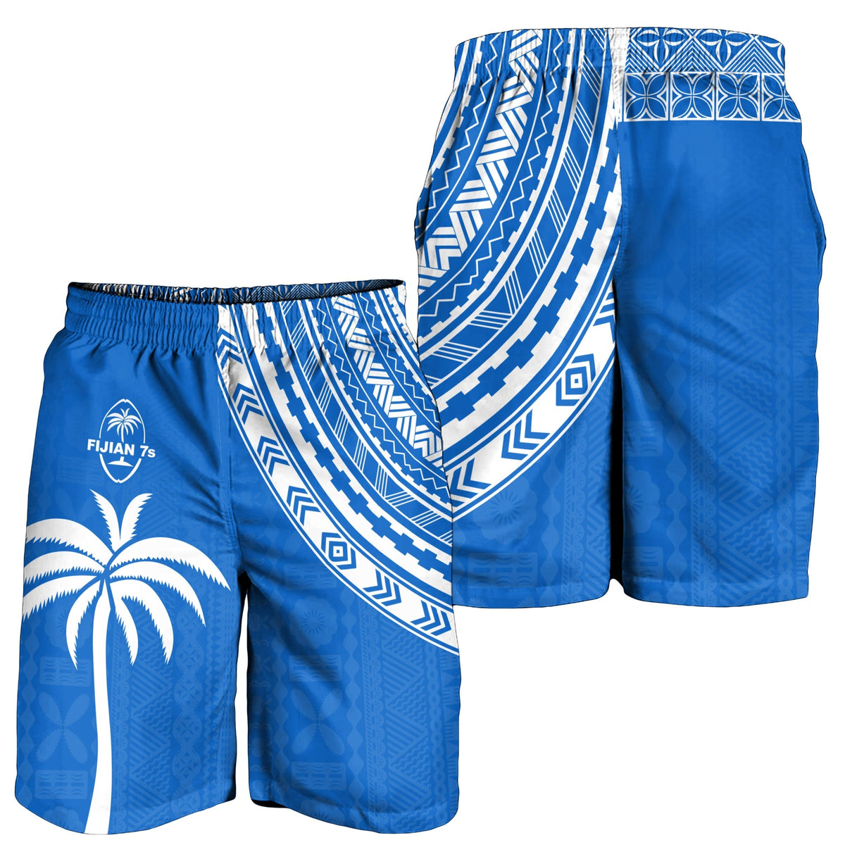 Fiji Rugby Sevens Herren Bermuda Shorts Fijian 7s Tapa Polynesian Blau Ver.01 LT13