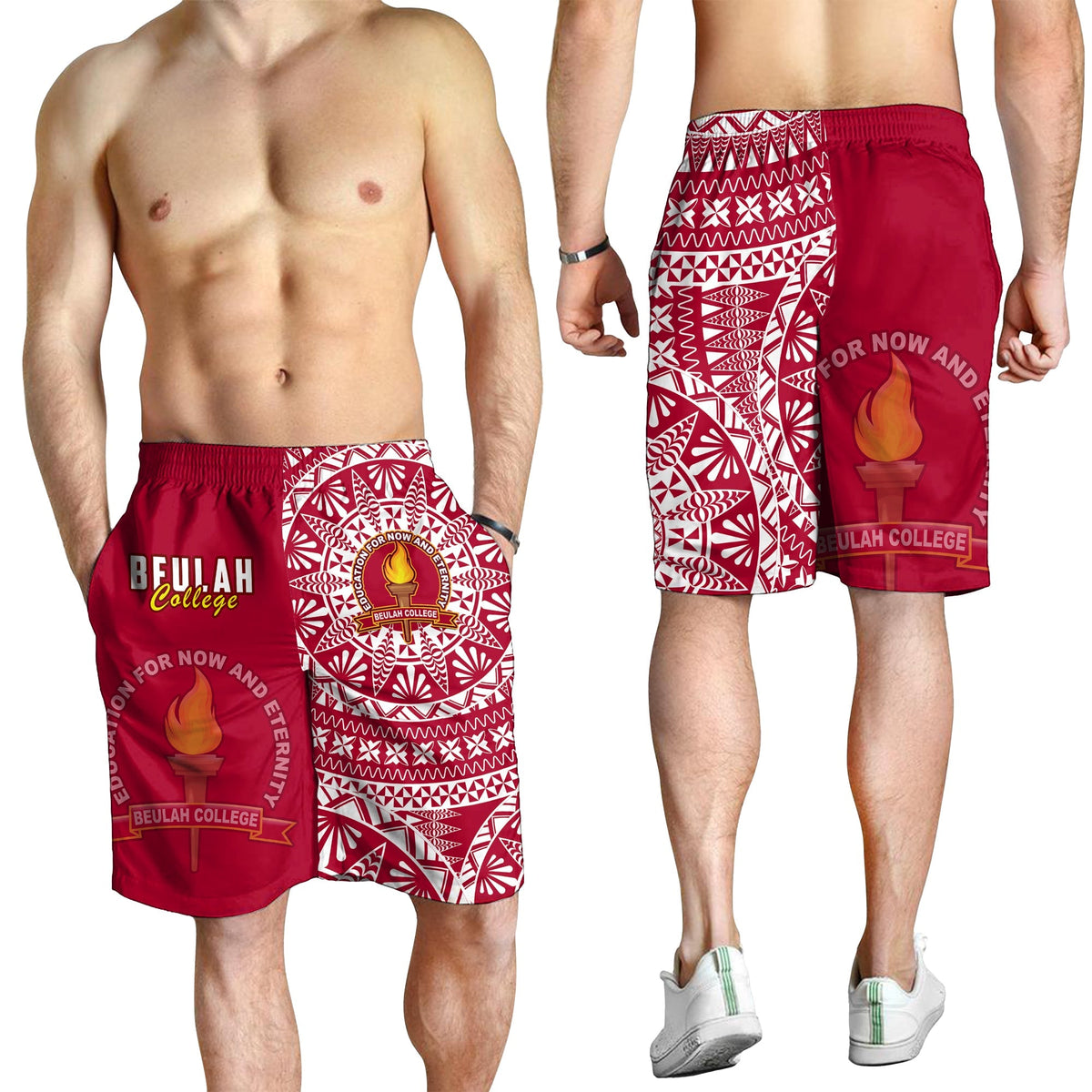 Beulah Tonga College Herren Bermuda Shorts Tonganisches Ngatu-Muster LT14