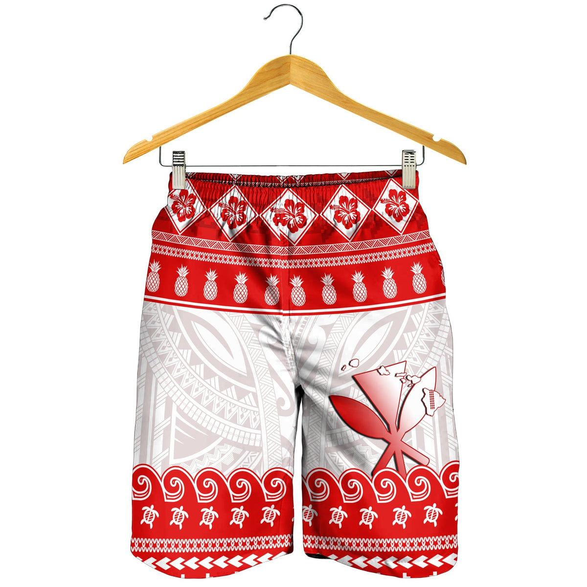 Hawaii Weihnachten Herren Bermuda Shorts Kanaka Polynesian Santa Claus Mele Kalikimaka LT14
