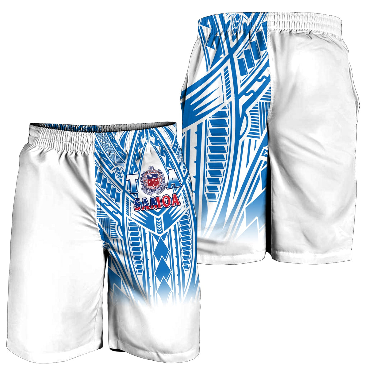 Samoa Rugby-Bermuda Shorts für Herren, Toa Samoa, Polynesian Pacific, weiße Version LT14