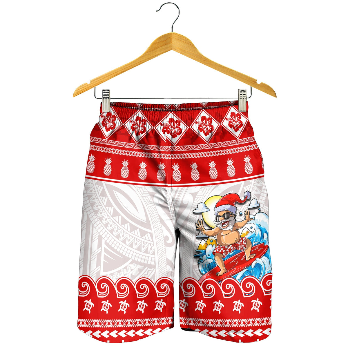 Hawaii Weihnachten Herren Bermudas Shorts Surfen Santa Mele Kalikimaka Polynesian LT14