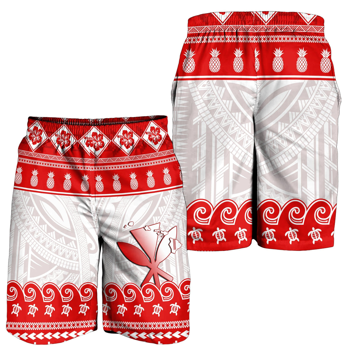 Hawaii Weihnachten Herren Bermuda Shorts Kanaka Polynesian Santa Claus Mele Kalikimaka LT14