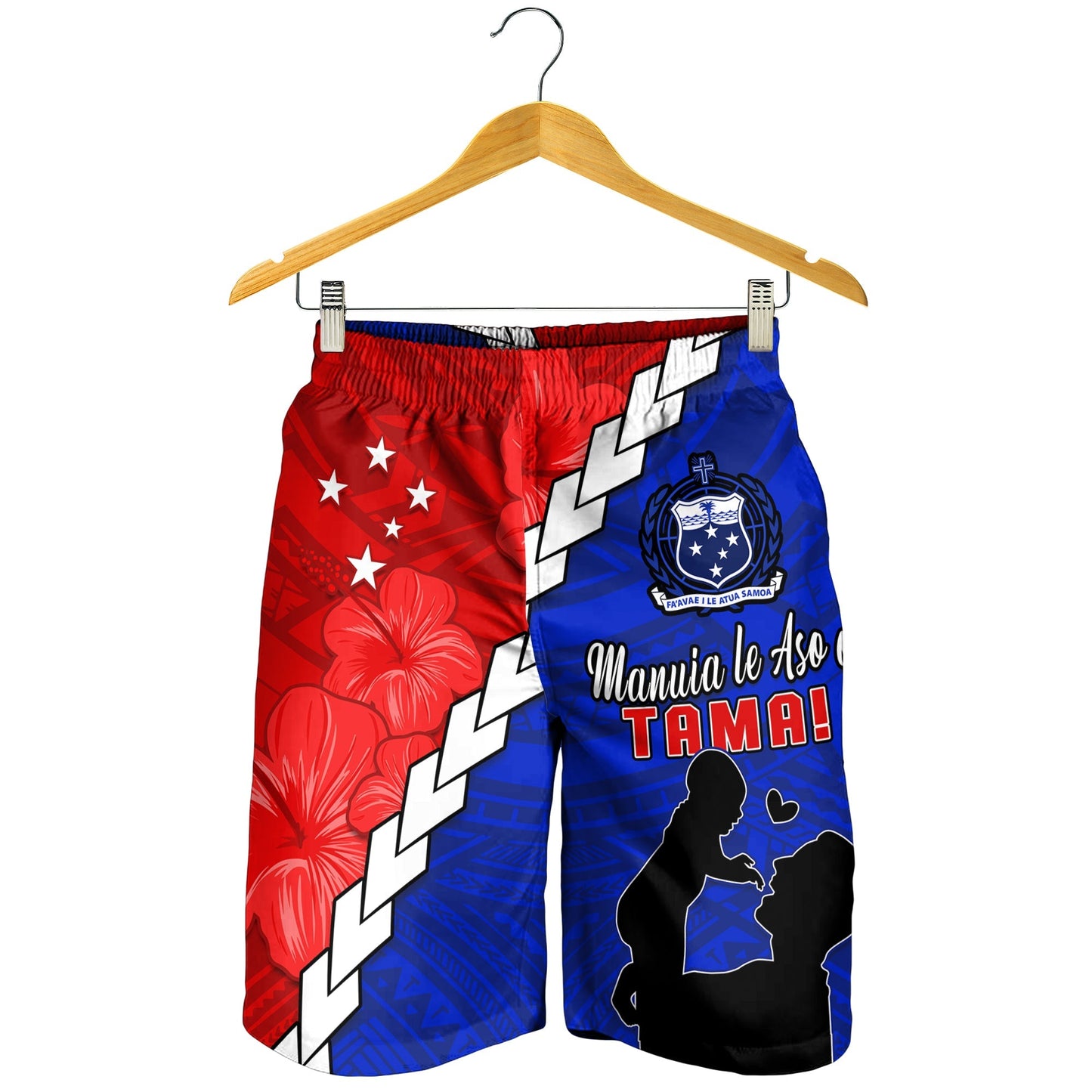 Happy Samoan Fathers Day Herren Bermuda Shorts Hibiscus Mix Polynesian Pattern LT14