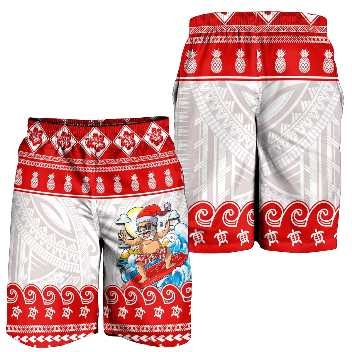 Hawaii Weihnachten Herren Bermudas Shorts Surfen Santa Mele Kalikimaka Polynesian LT14