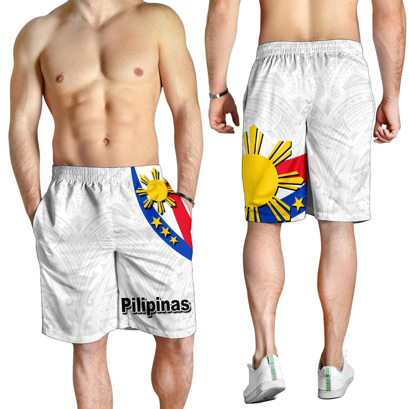 Pilipinas Herren Bermuda Shorts Einfacher Stil - Weiß LT6