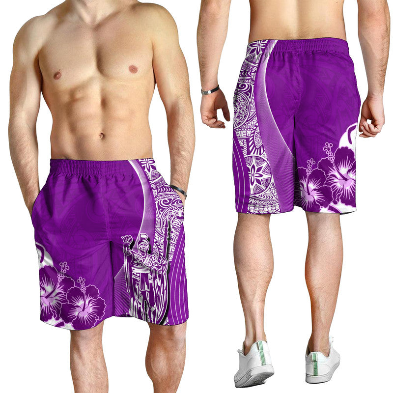 Hawaiian King Kamehameha Herren Bermuda Shorts Vibe Lila Style LT6
