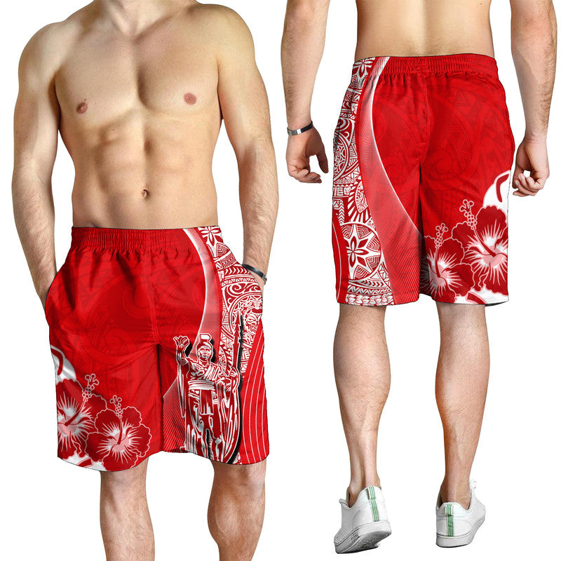 Hawaiian King Kamehameha Herren Bermuda Shorts Vibe Rot Style LT6