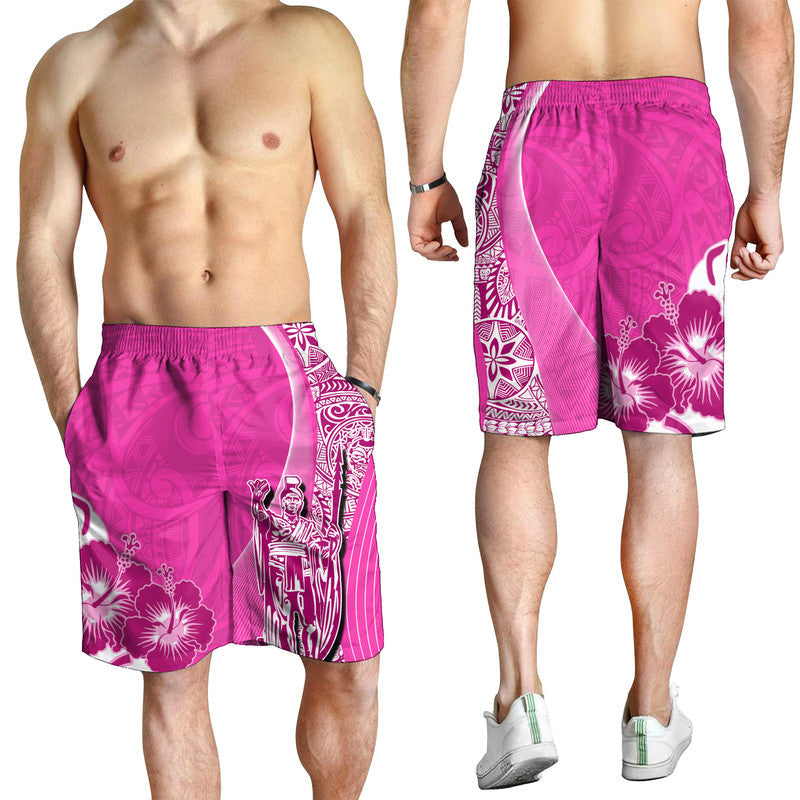 Hawaiian King Kamehameha Herren Bermuda Shorts Vibe Pink Style LT6