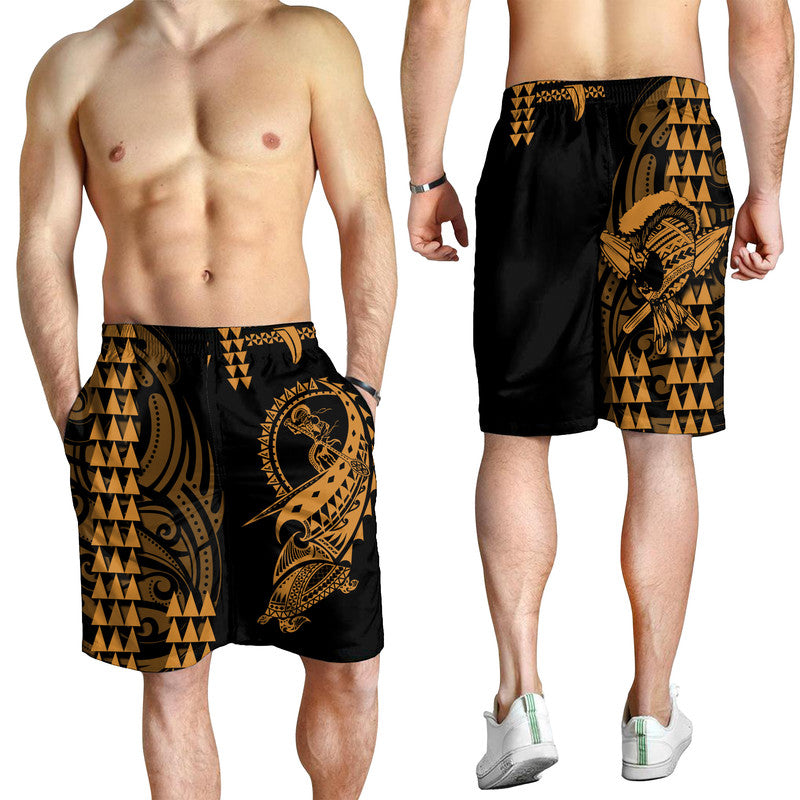 Hawaii Polynesian Warrior Kakau Herren Bermuda Shorts-Gold LT6