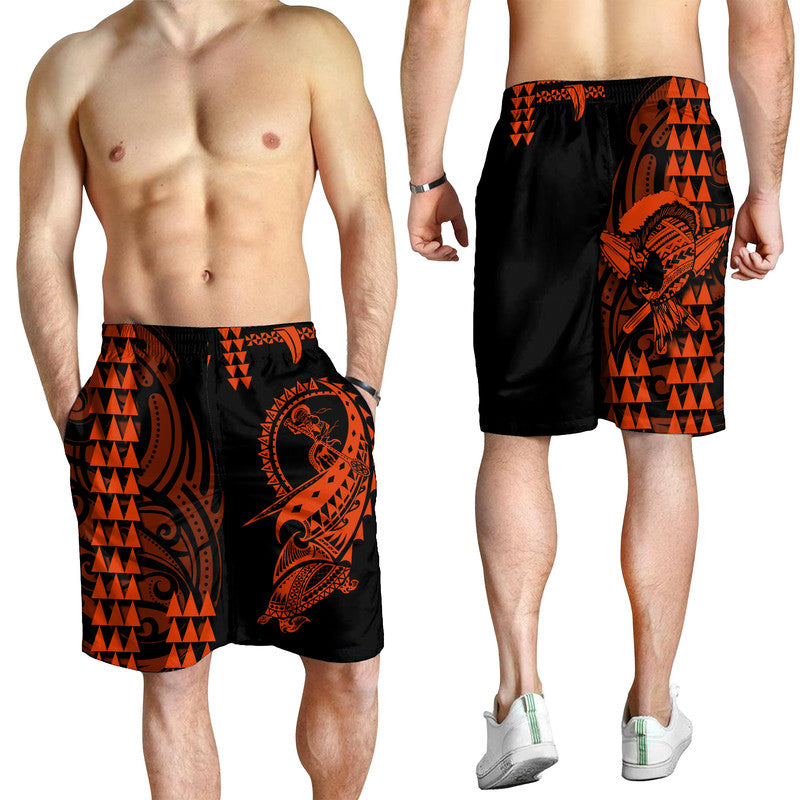 Hawaii Polynesian Warrior Kakau Herren Bermuda Shorts-Orange LT6