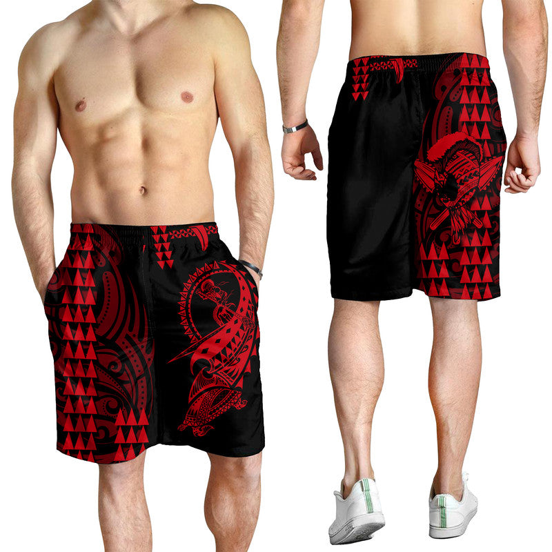Hawaii Polynesian Warrior Kakau Herren Bermuda Shorts-Rot LT6