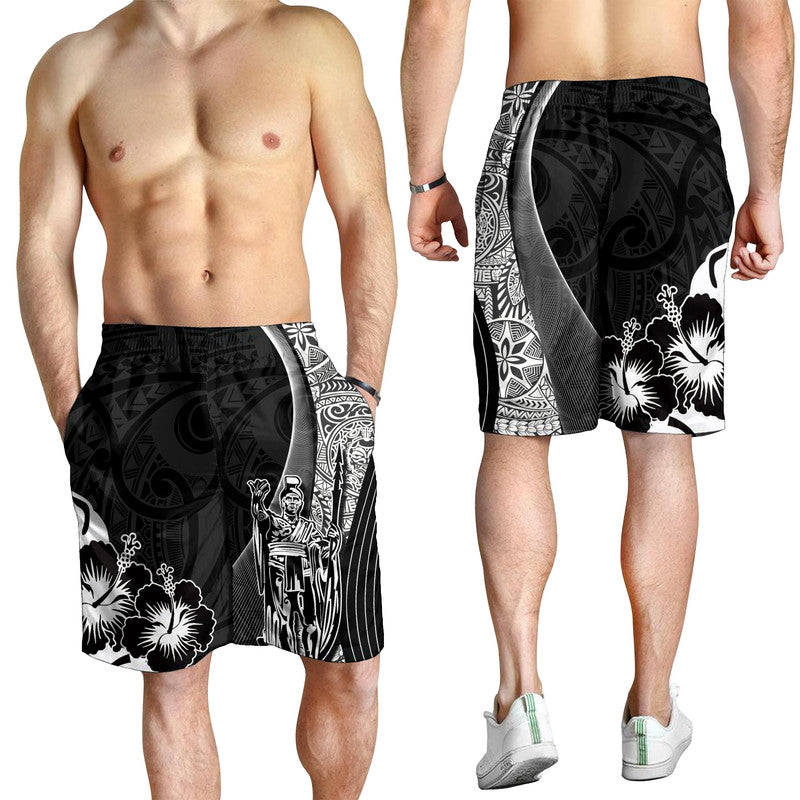 Hawaiian King Kamehameha Herren Bermuda Shorts Vibe Schwarz Style LT6