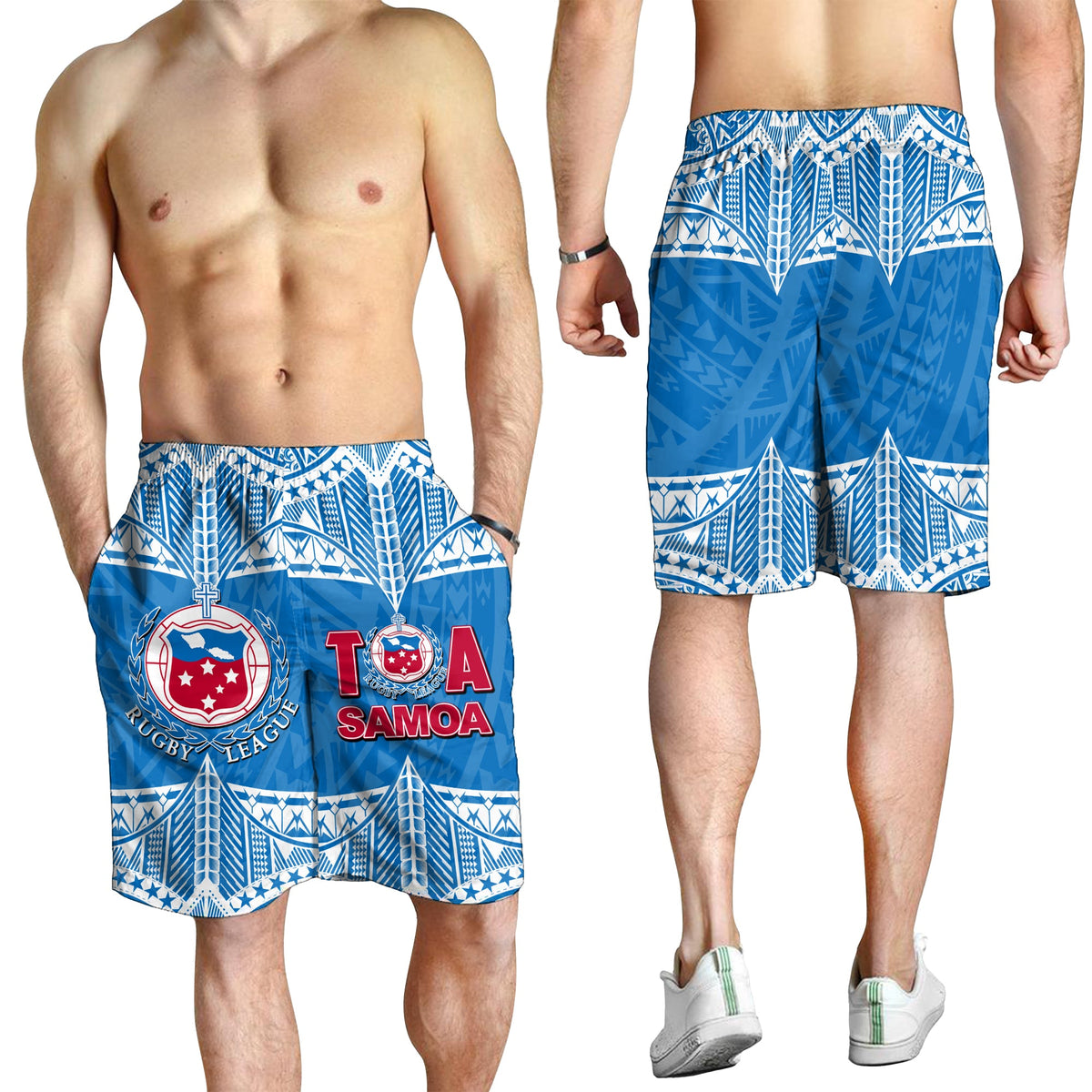 Toa Samoa Rugby-Bermuda Shorts für Herren, Blauer Himmel, LT6