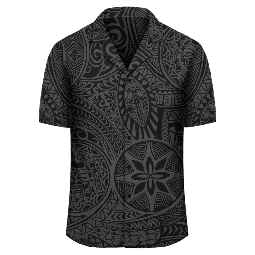 Polynesisches Hawaii-Stil Tribal Tattoo Grau Hawaiihemd