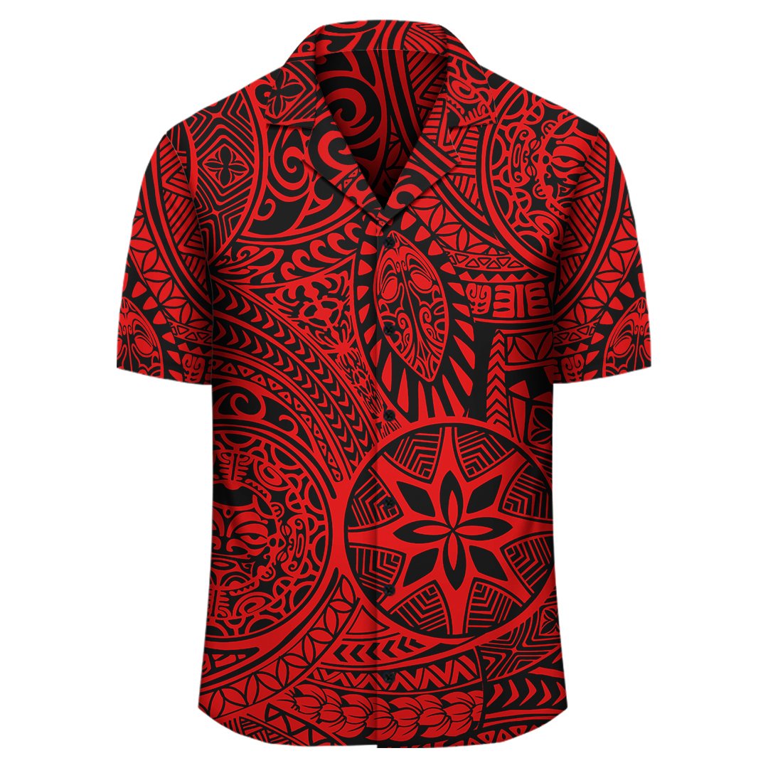 Polynesisches Hawaii-Stil Tribal Tattoo Rotes Hawaiihemd
