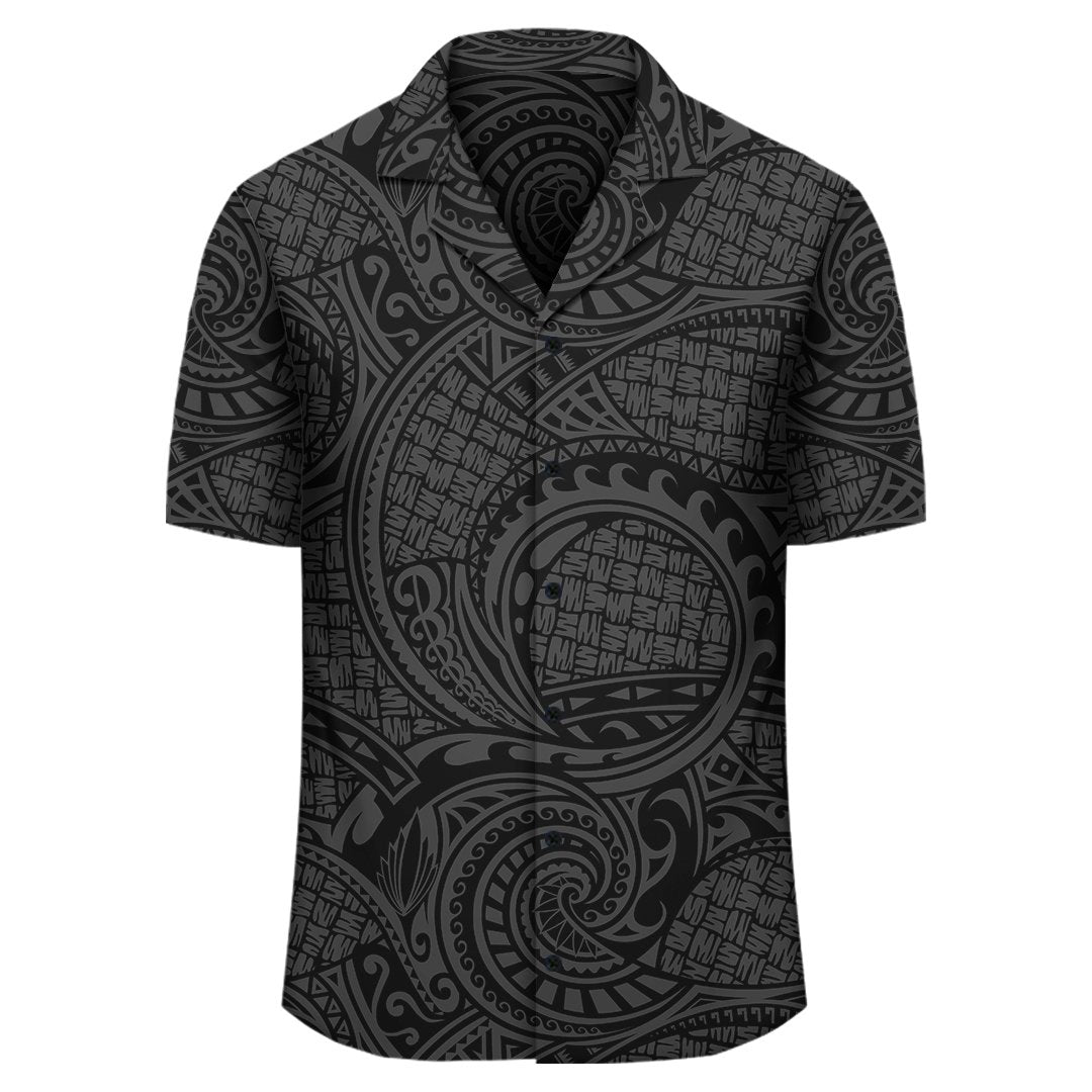 Polynesisches Maori Lauhala Graues Hawaiihemd