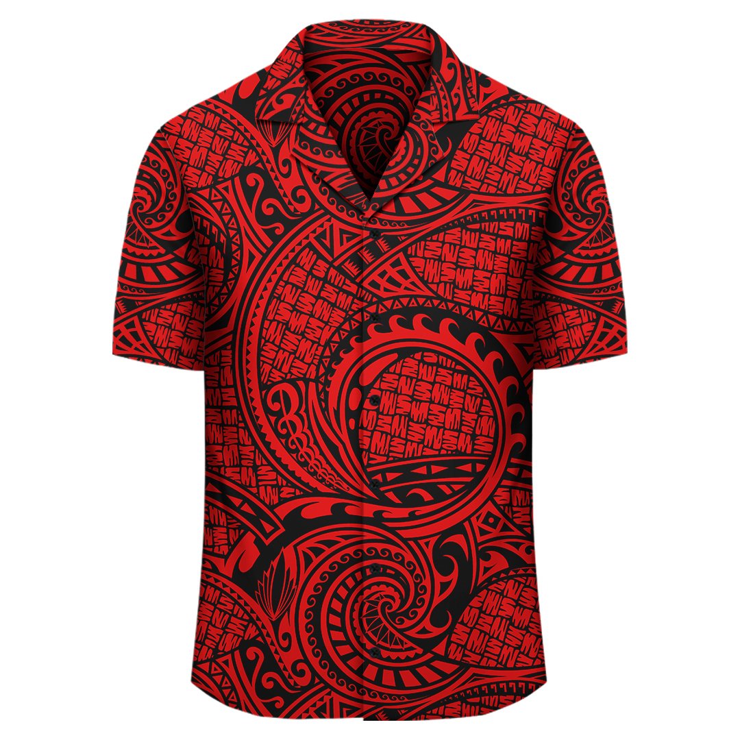 Polynesisches Maori Lauhala Rotes Hawaiihemd