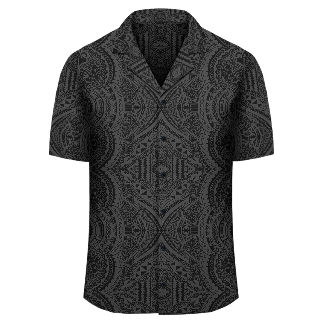 Graues Hawaiihemd mit polynesischer Symmetrie