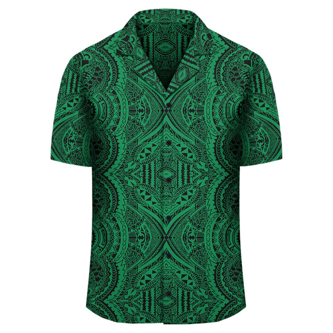 Grünes Hawaiihemd mit polynesischer Symmetrie