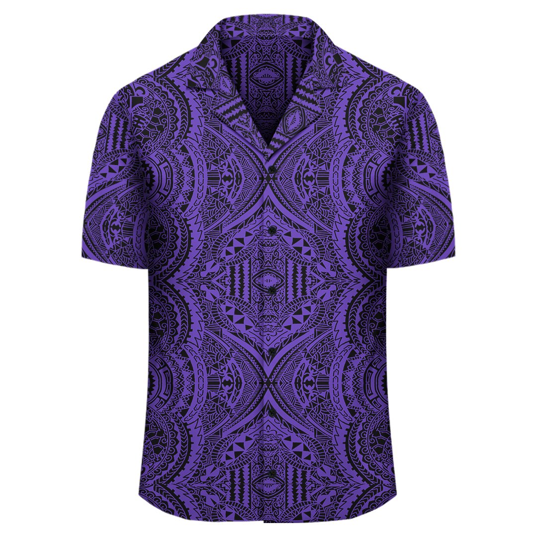 Violettes Hawaiihemd mit polynesischer Symmetrie