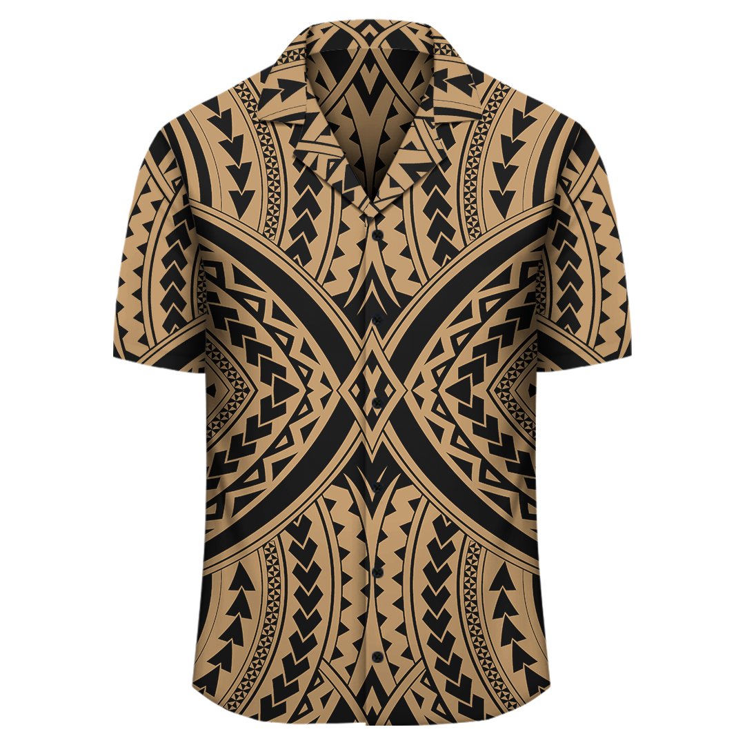 Goldenes Hawaiihemd mit polynesischer Tradition