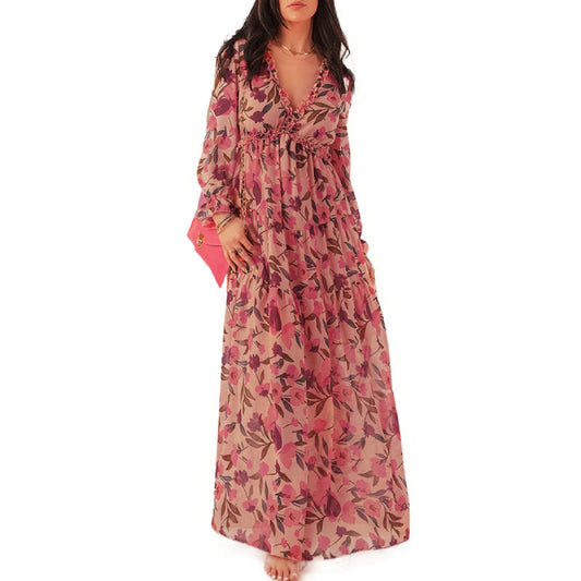 Lange Chiffon-Blumenkleider